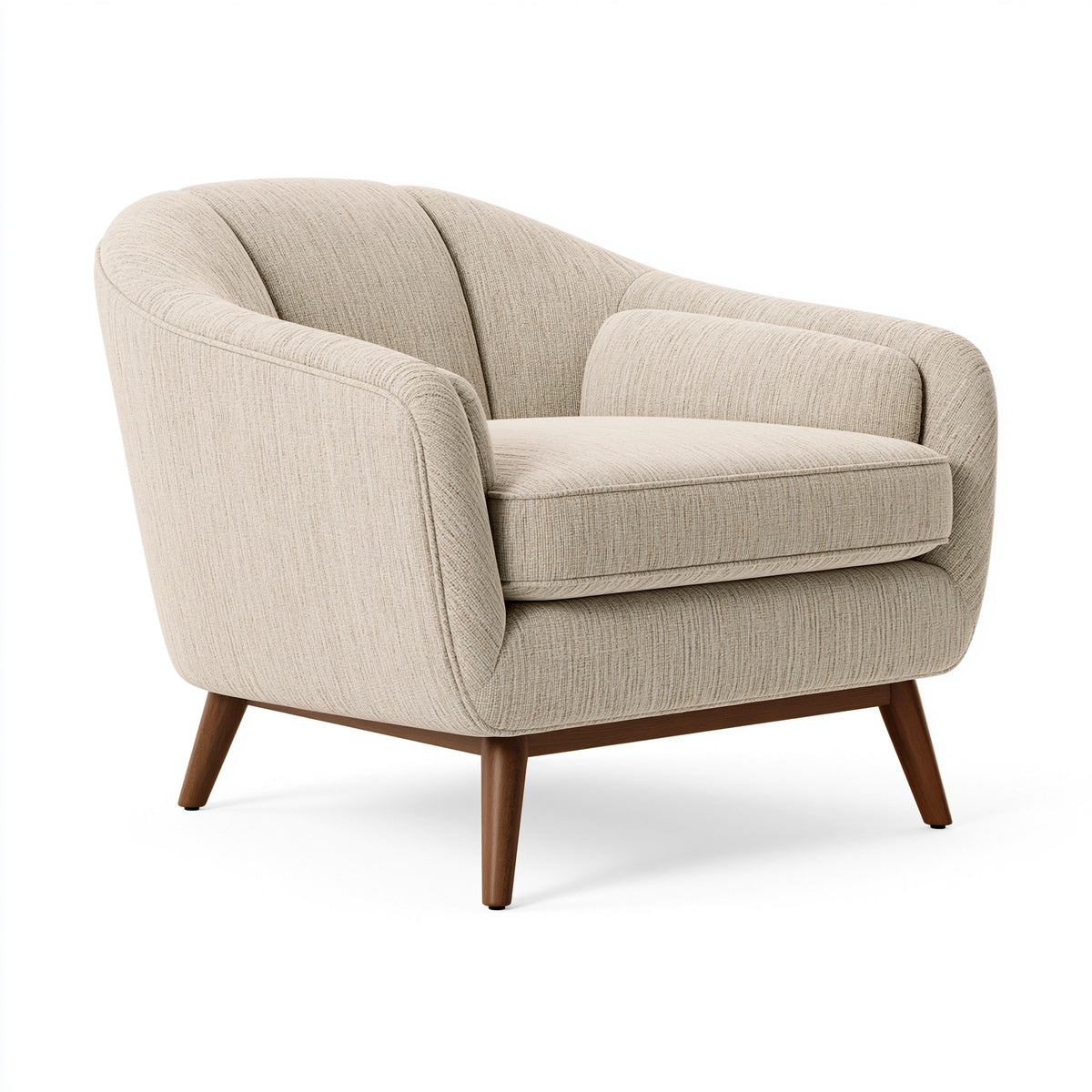 Fauteuil 82 x 80 x 84 cm en tissu texturé beige - assise rembourrée style contemporain