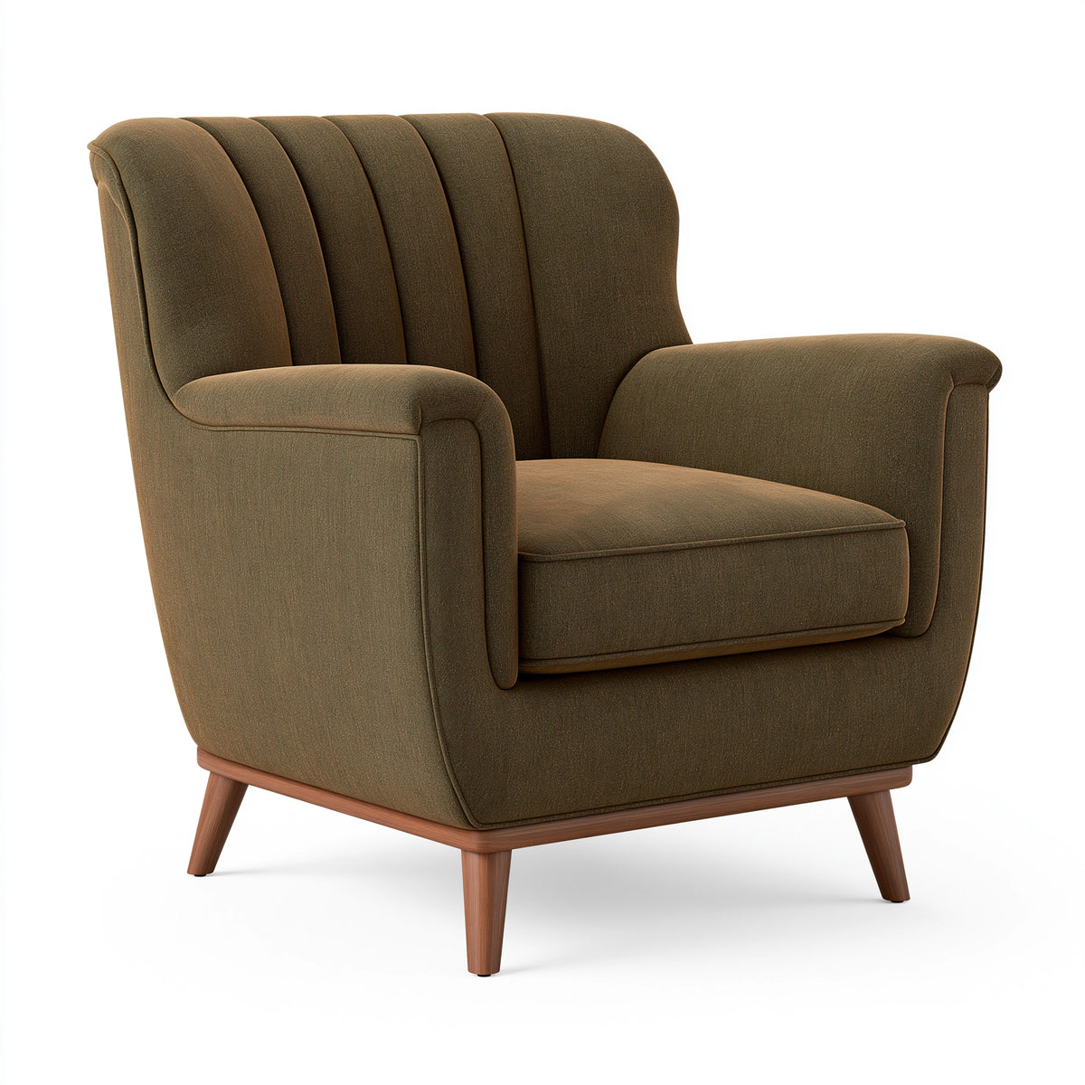 Fauteuil de salon 85 x 90 x 98 cm en tissu marron style rétro avec pieds en bois