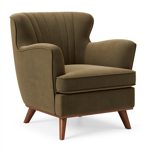 Fauteuil 85 x 88 x 100 cm en tissu marron style rétro à dossier haut