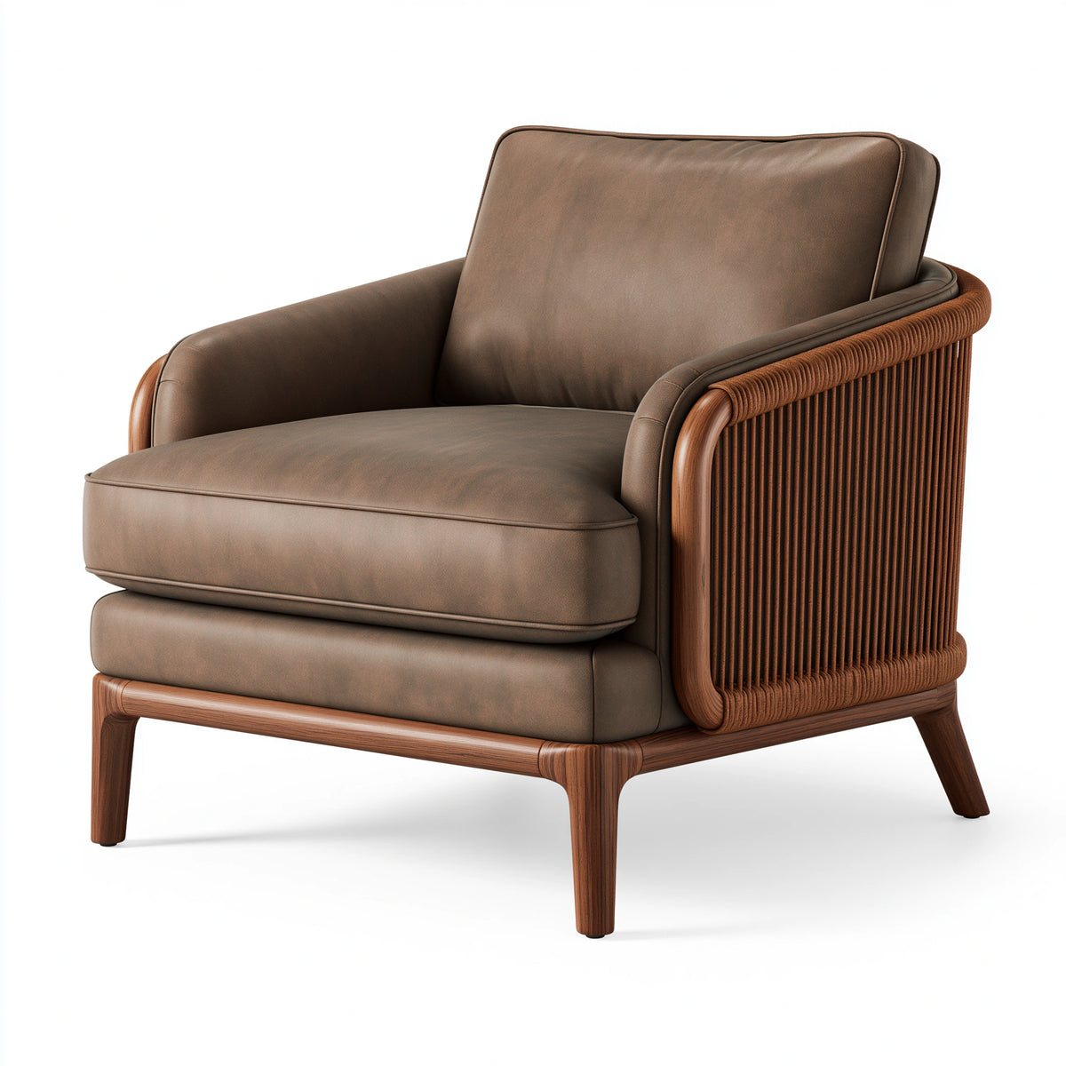 Fauteuil 85 x 90 x 85 cm aspect cuir brun pour salon style contemporain