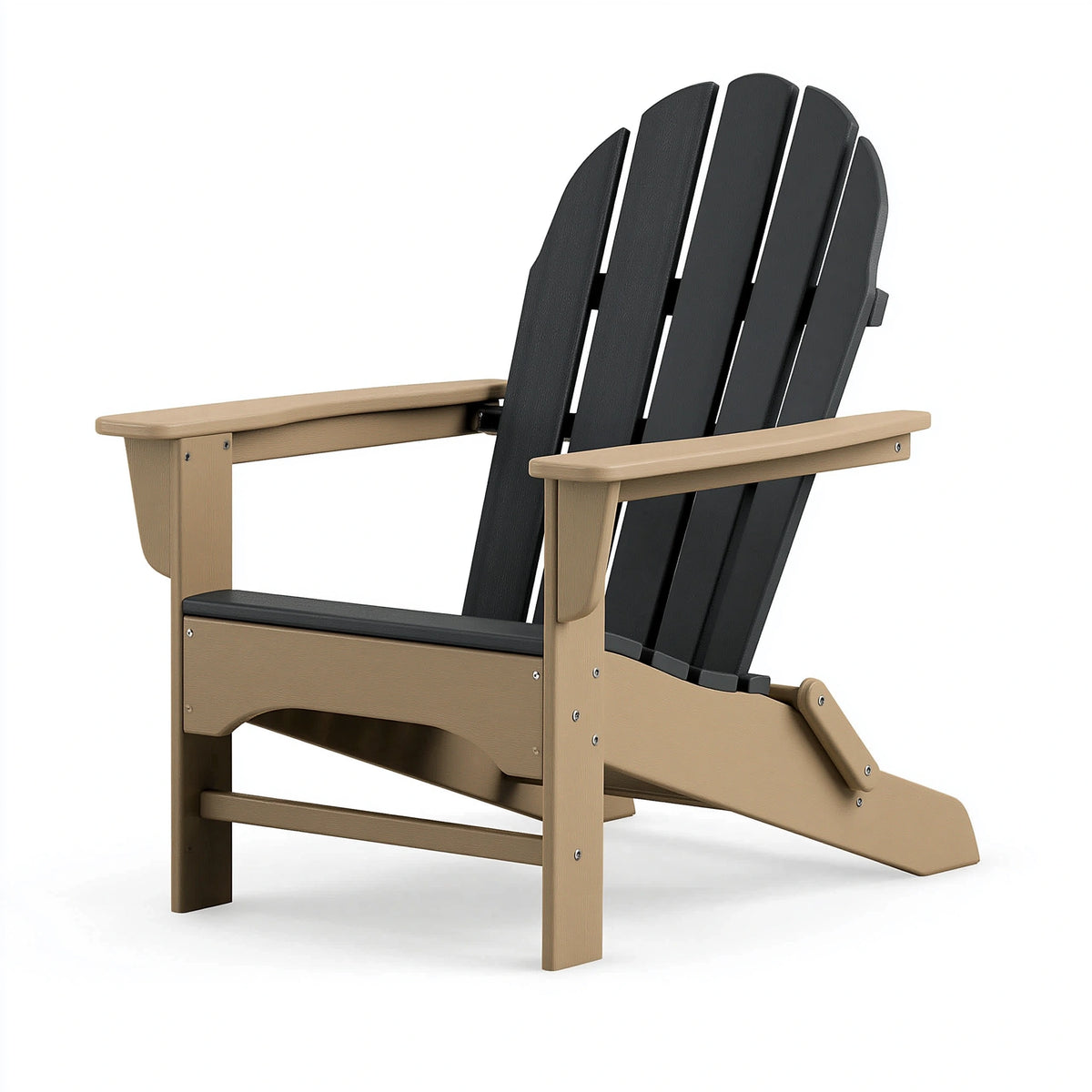 Fauteuil Adirondack 83 x 79 x 95 cm en polyéthylène noir et beige pour extérieur