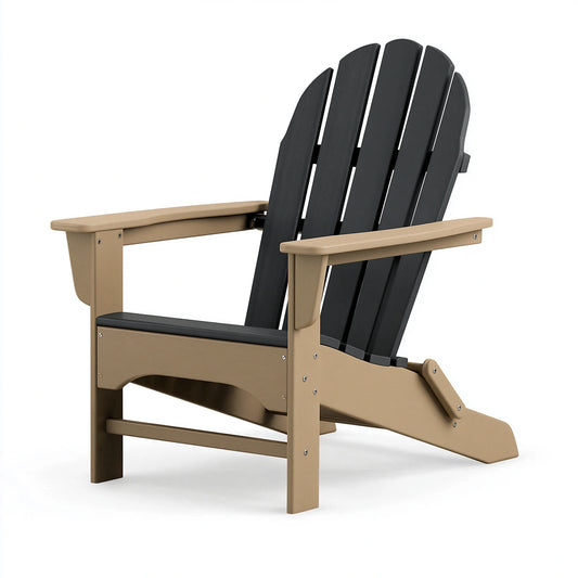 Fauteuil Adirondack 83 x 79 x 95 cm en polyéthylène noir et beige pour extérieur